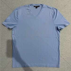 Michael Kors Men's Light Blue V-Neck Tee
